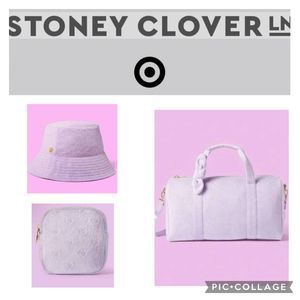 Stoney Clover Lane Target Duffle Bag Hat Pouch 3 pc set Lavender Purple Hearts